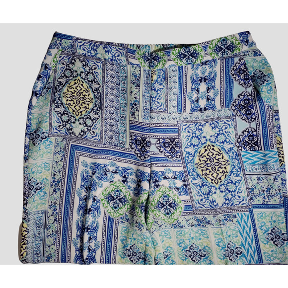 Chico’s 14P Women’s Capri Pants Elastic Waist Wide Leg Floral Print Pockets - Picture 4 of 9